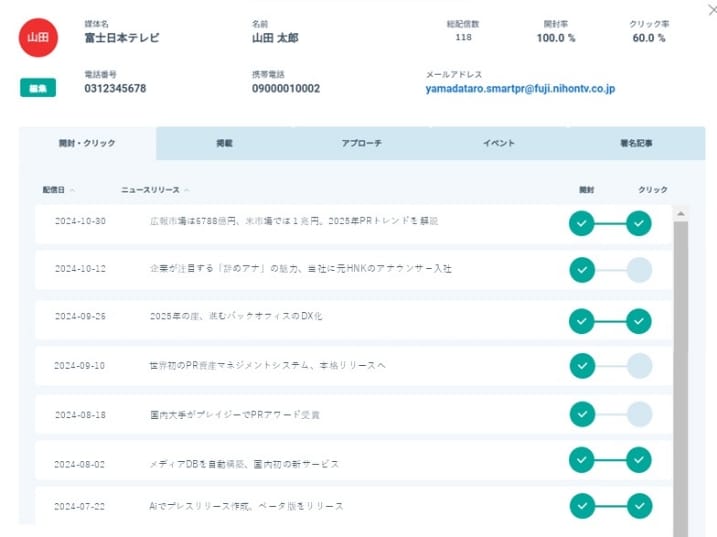 開封分析の管理画面